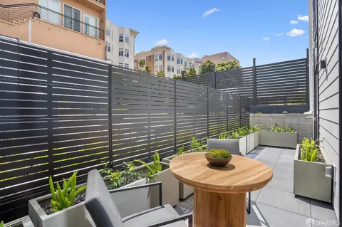 a view of a bench in patio