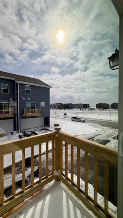 a view of a balcony with an outdoor space