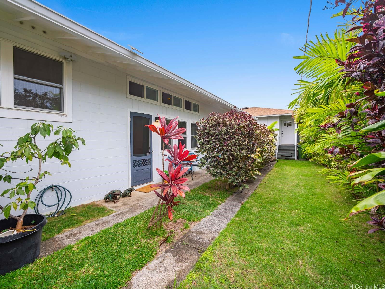 244 Awakea Road Kailua, HI 96734 - Photo 21 of 25 Entrance to the attached 1 Bedroom Cottage with walkway leading down to the detached 2 Bedroom, 1 bath ADU.