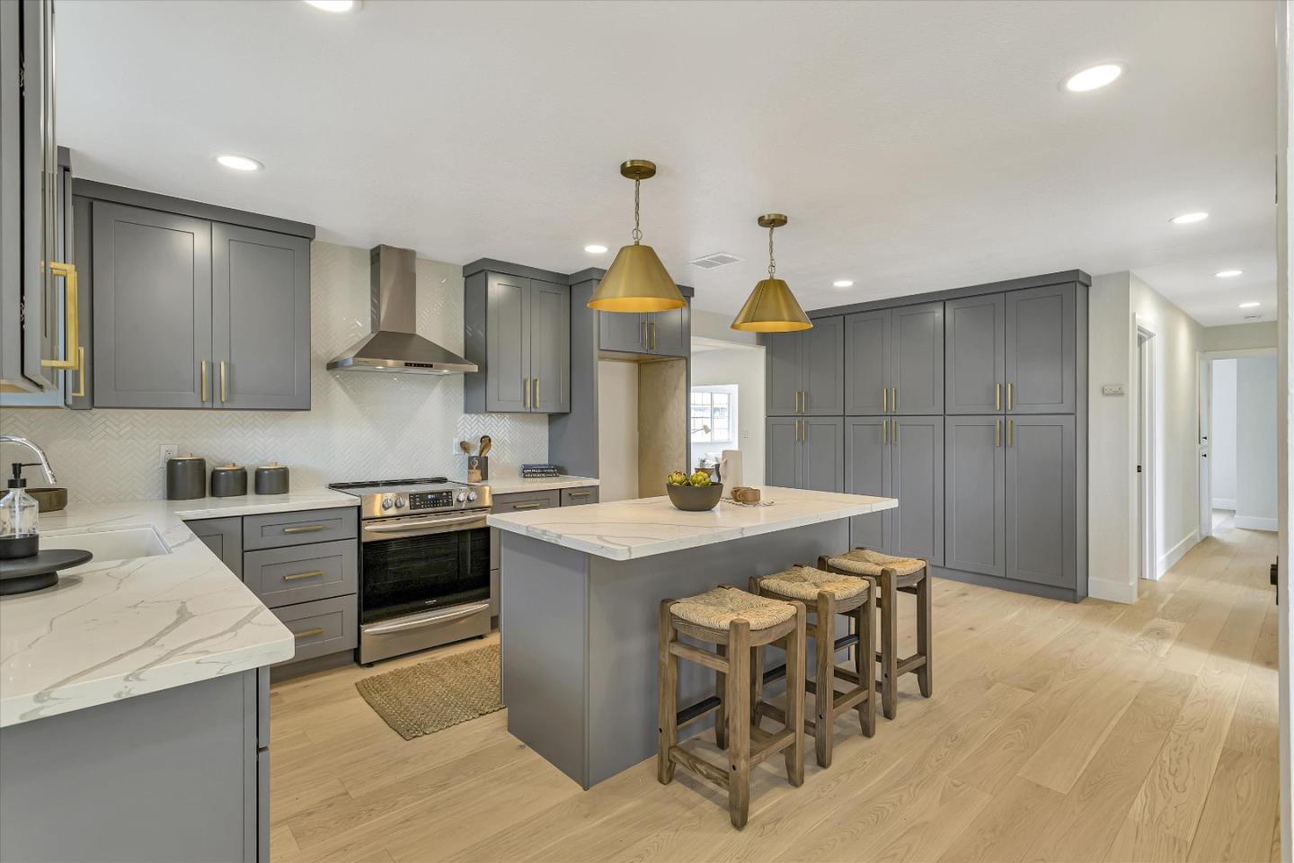 2860 Encinitas Court San Jose, CA 95132 - Photo 13 of 45 a kitchen with stainless steel appliances granite countertop a stove a sink a refrigerator and a refrigerator