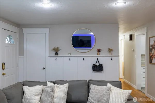 a bathroom with a sink and mirror