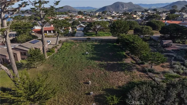 an aerial view of residential house with outdoor space and trees