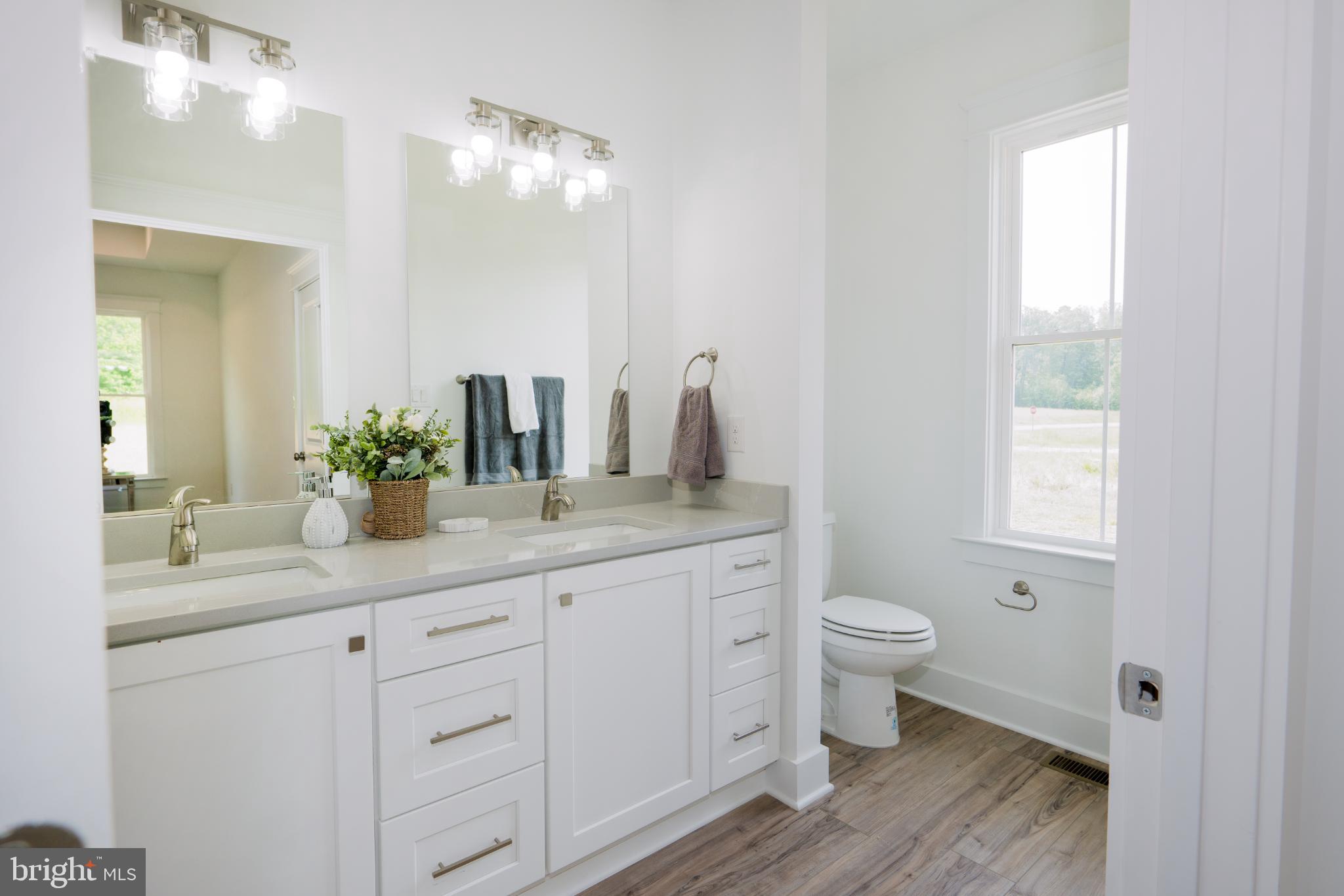 723 Rainbow Ridge Bumpass, VA 23024 - Photo 23 of 60 a bathroom with a granite countertop sink a toilet and a mirror