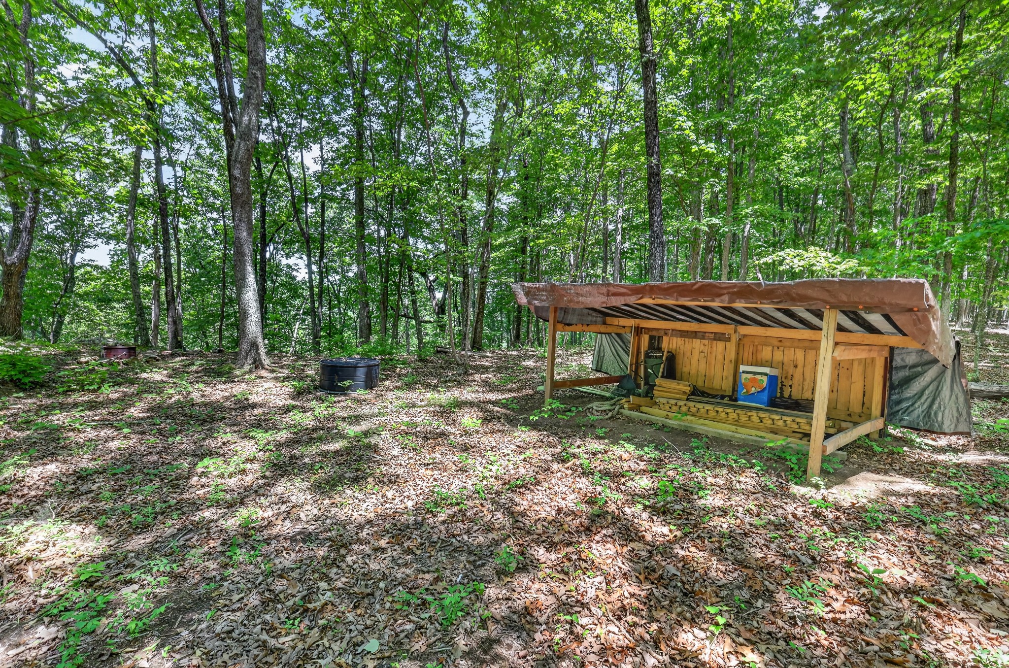 1215 Stage Coach Road Sewanee, TN 37375 - Photo 17 of 30 a view of a barn in the middle of a forest