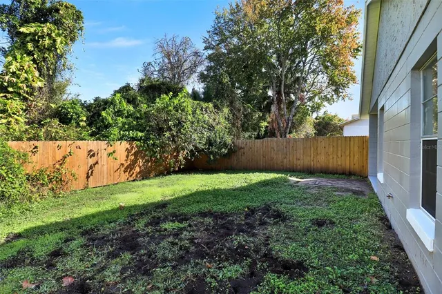 a view of backyard of the house