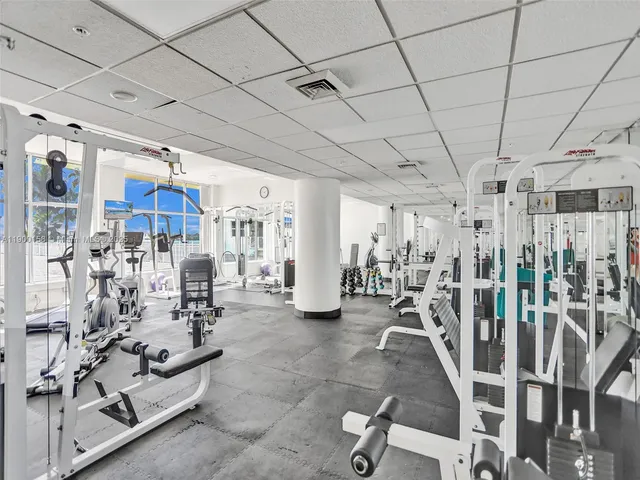 a view of a room with gym equipment
