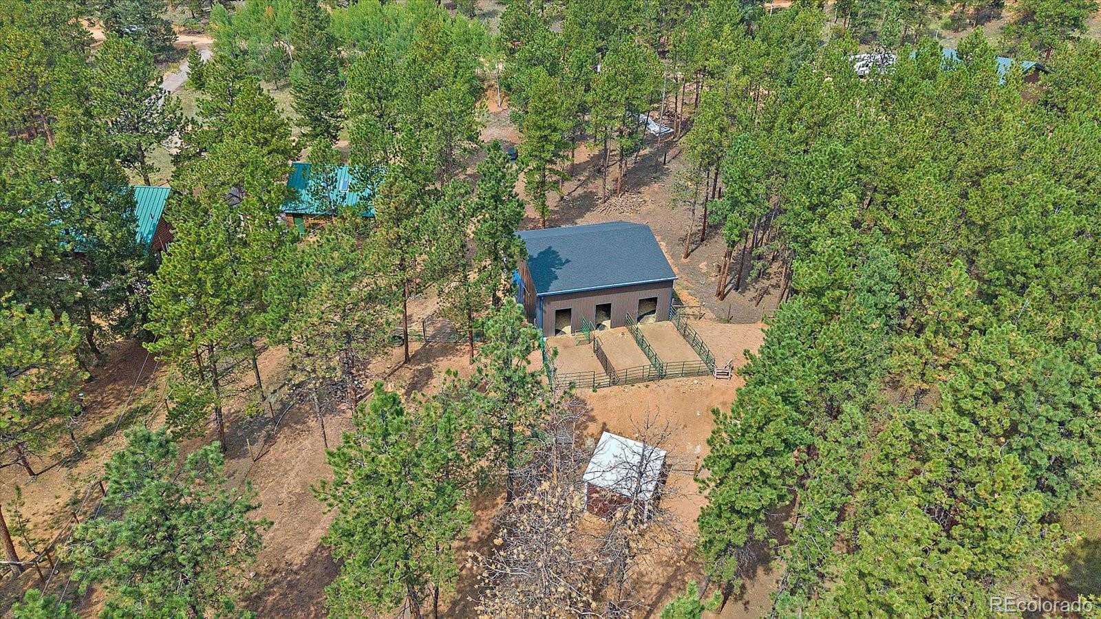 104 Six Bits Street Bailey, CO 80421 - Photo 40 of 43 a aerial view of a house with a yard and trees all around