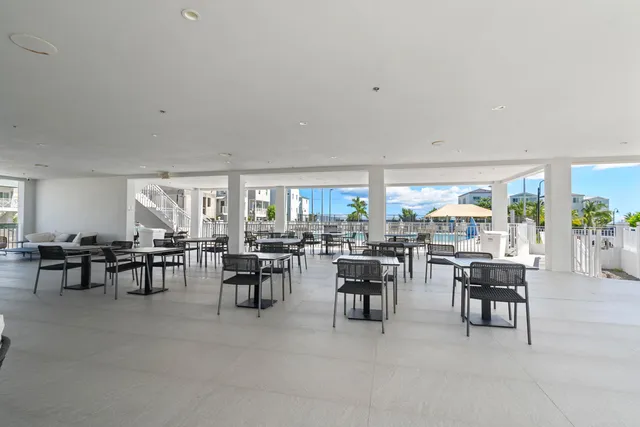 a spacious bathroom with a vanity and mirror