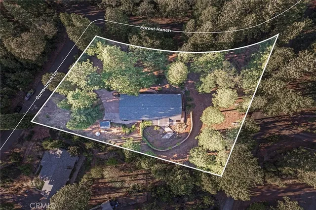 an aerial view of a house