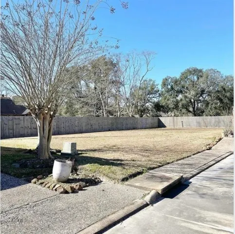 a view of a tree with wooden fence