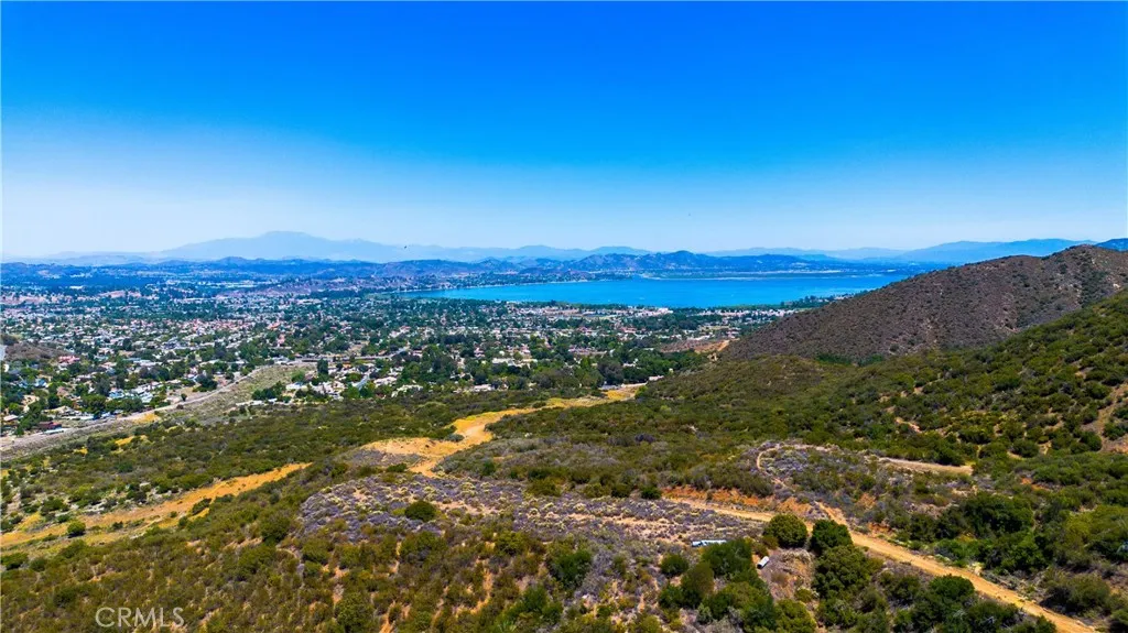 a view of a city with mountains in the background