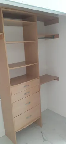 a view of an empty walk in closet