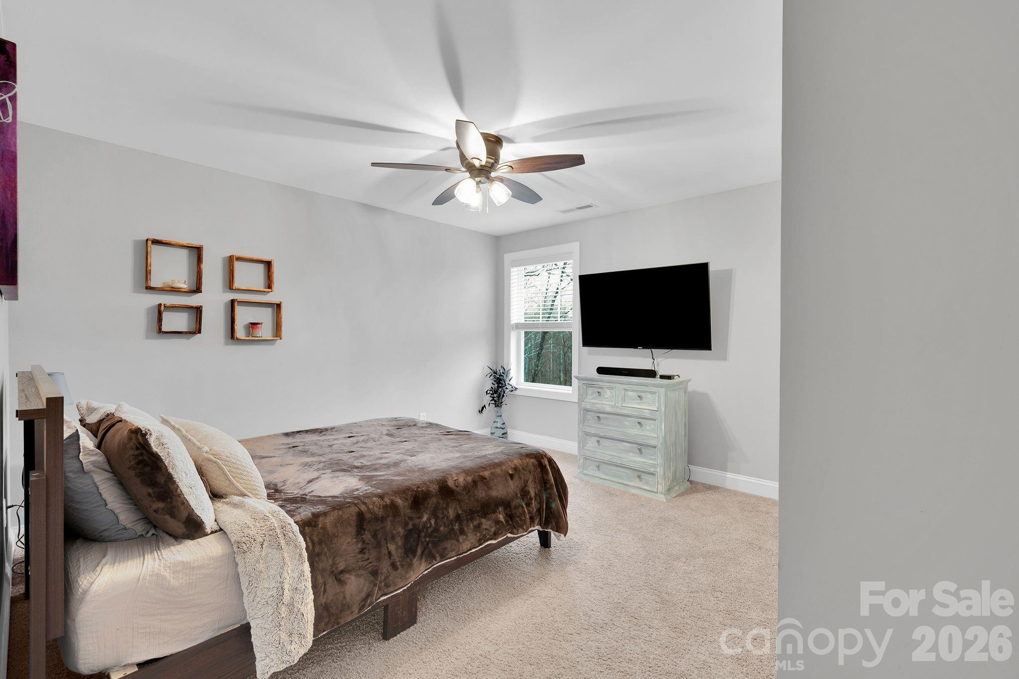 663 Highland Ridge Point Lake Wylie, SC 29710 - Photo 34 of 42 a bedroom with a bed and a flat screen tv