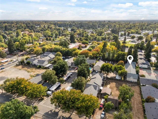 an aerial view of multiple house