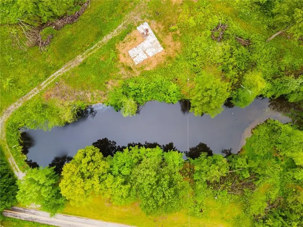 an aerial view of a house
