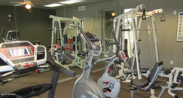 a view of a room with gym equipment