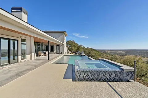 a view of a terrace with a ocean view