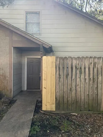 a view of a wooden door
