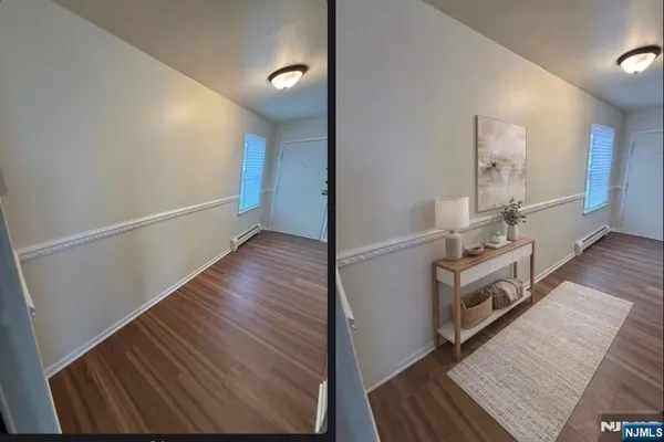 a view of a kitchen from the hallway