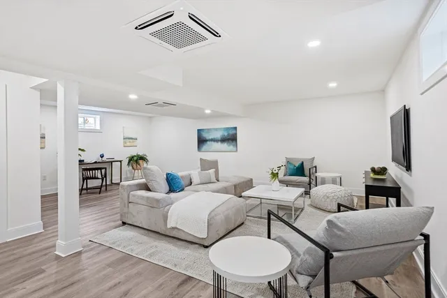 a living room with furniture