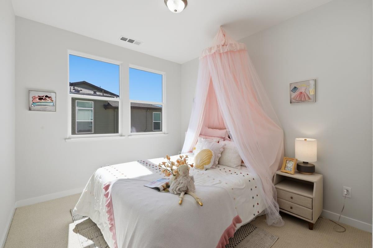 1910 Joshua Tree Circle Milpitas, CA 95035 - Photo 21 of 43 a bedroom with a bed and a chandelier