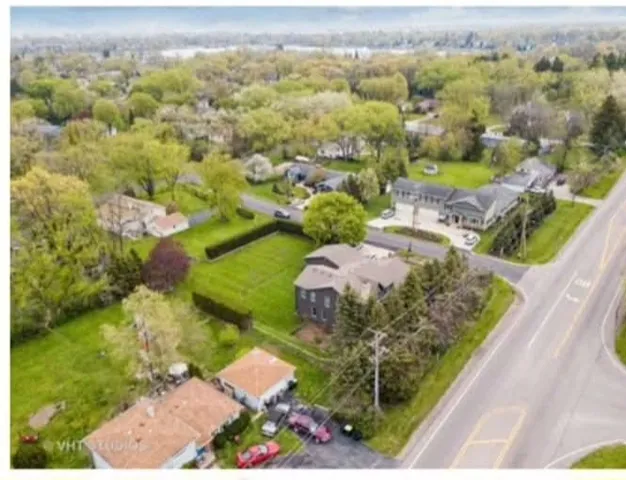 an aerial view of a house