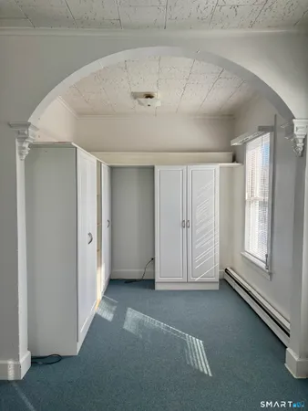 an empty room with windows