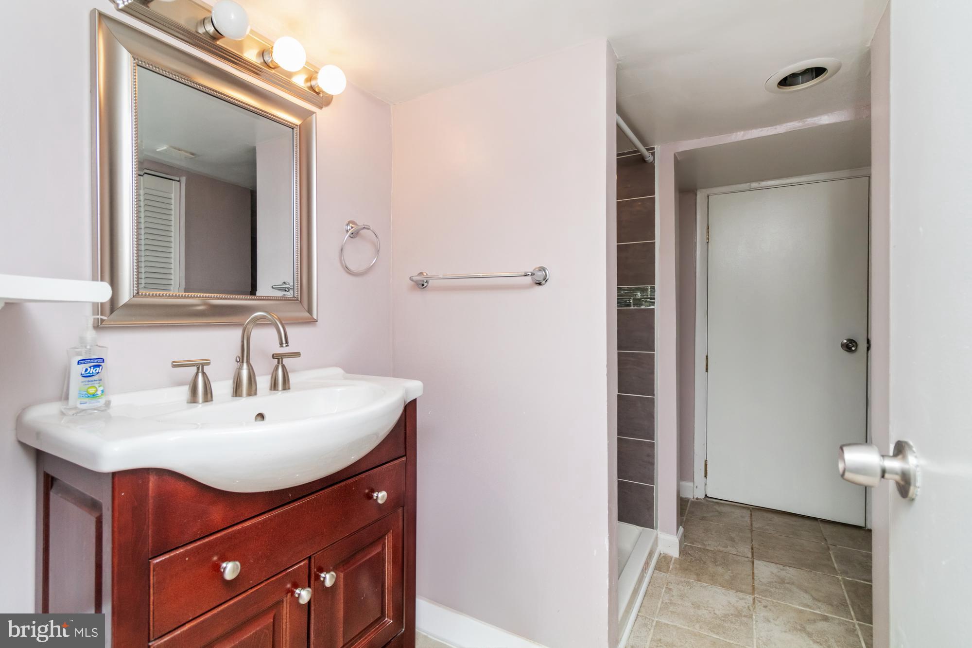 1812 Light Street Baltimore, MD 21230 - Photo 37 of 45 a bathroom with a sink vanity and a mirror