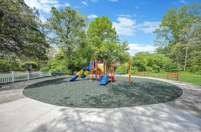 a view of a yard with plants and trees