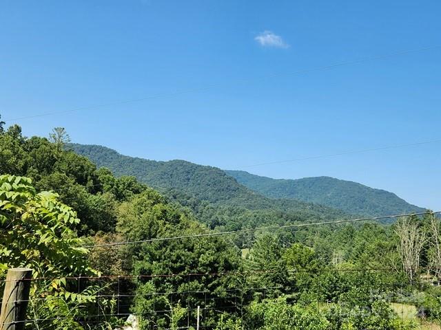 a view of a mountain range with lush green forest