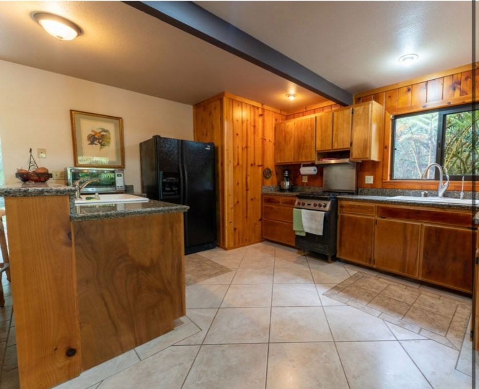 16-1339 Ao Rd Mountain View Mountain View, HI 96771 - Photo 9 of 24 a kitchen with stainless steel appliances a sink counter space and a window