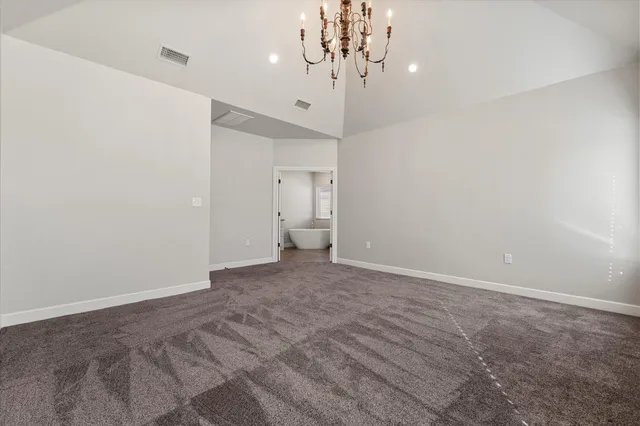 a view of a chandelier in a room
