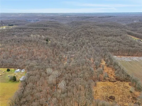 a view of a field with an ocean view