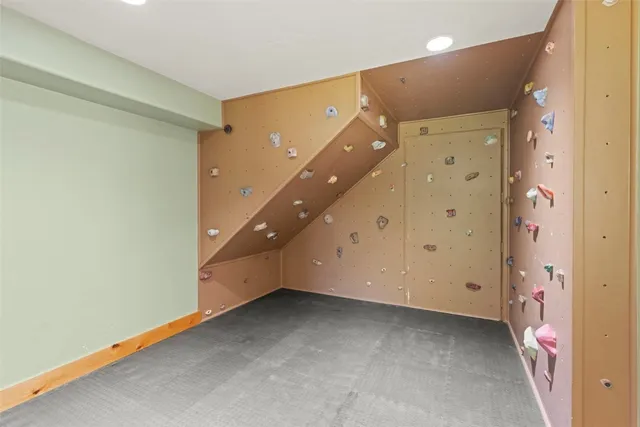 a view of balcony with furniture