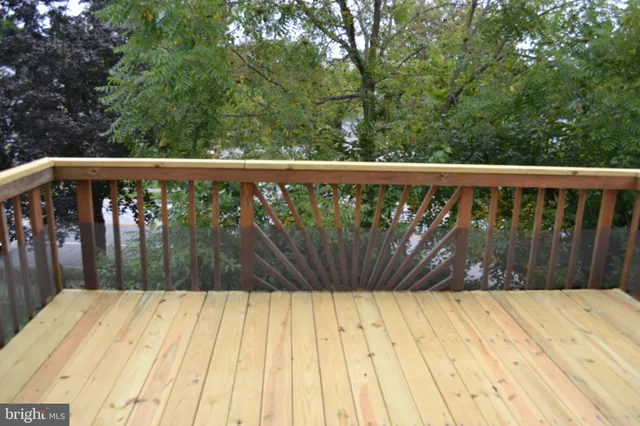 a view of wooden balcony