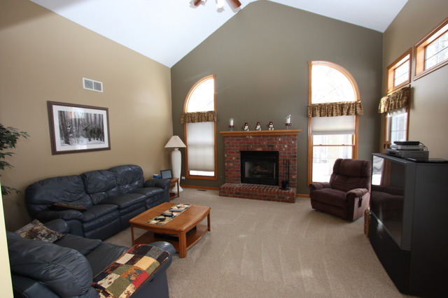 415 Rivers Edge Drive Minooka, IL 60447 - Photo 7 of 24 a living room with furniture window and a fireplace