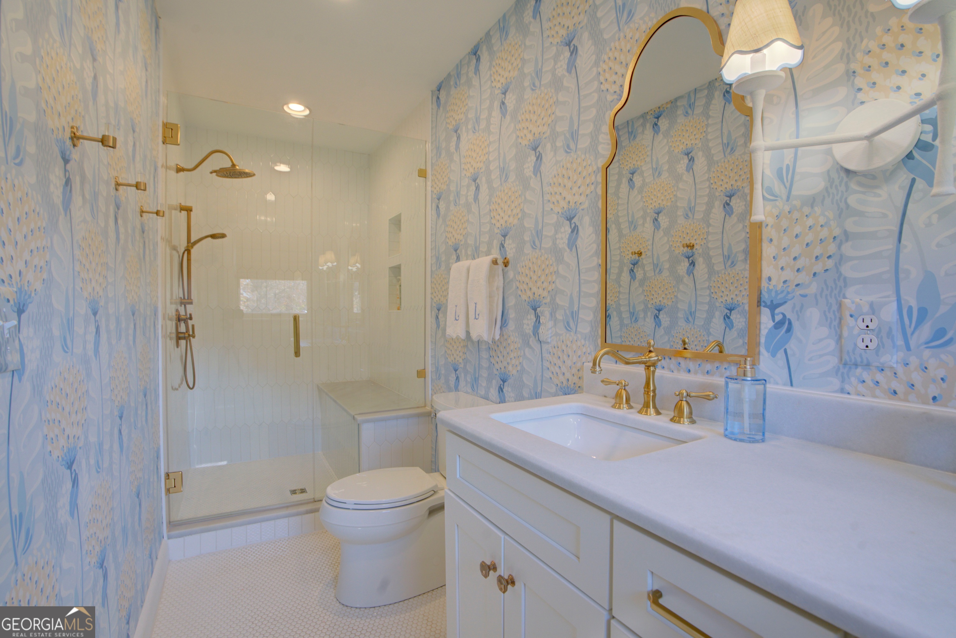 17 Crestwood Drive Rome, GA 30165 - Photo 22 of 36 a bathroom with a granite countertop sink a toilet and shower