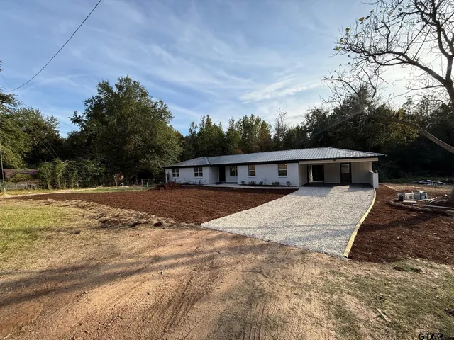 a view of a field of grass and trees