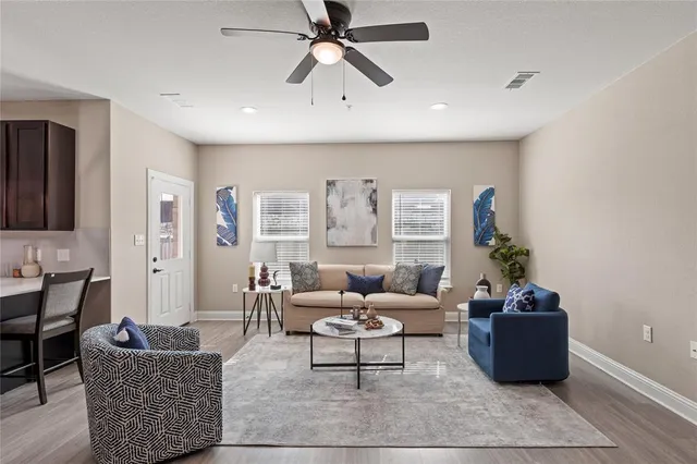 a living room with furniture