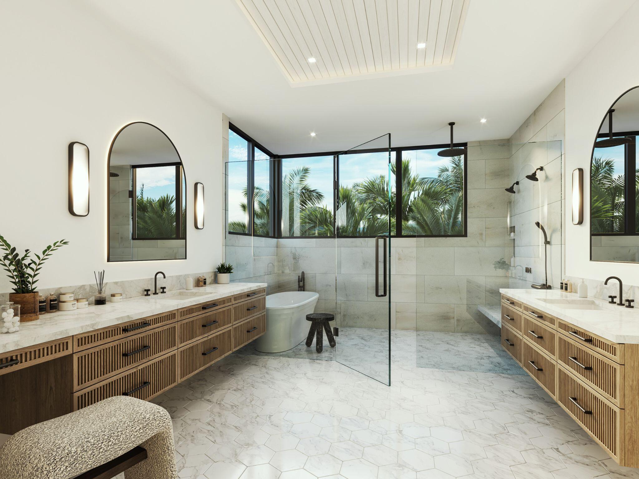 325 Grove Place Delray Beach, FL 33444 - Photo 25 of 39 a spacious bathroom with a double vanity sink a mirror and a bathtub