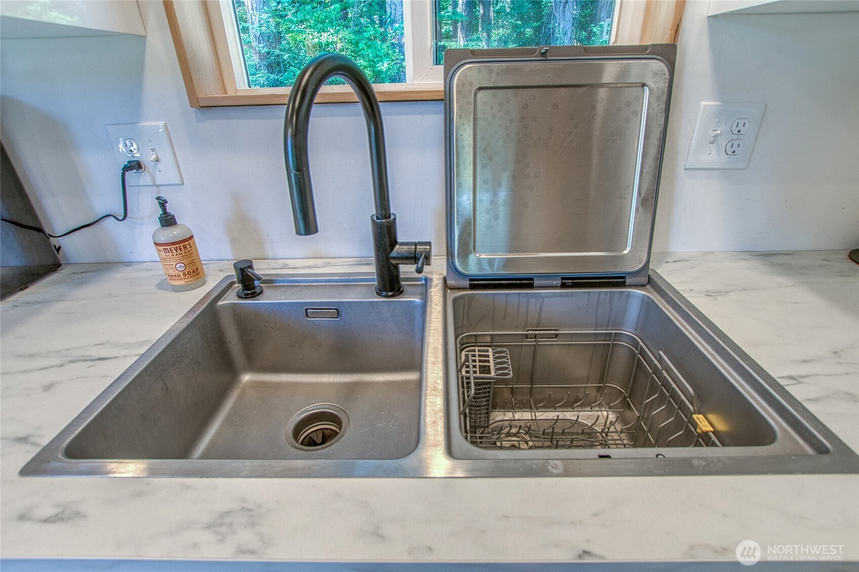 311 Enchanted Forest Road Orcas Island, WA 98245 - Photo 15 of 26 a bathroom with a granite countertop sink and a mirror