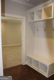 a view of an empty walk in closet