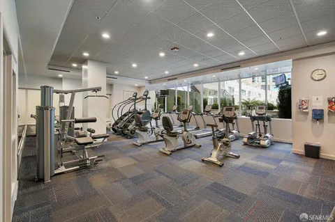 a view of a room with gym equipment
