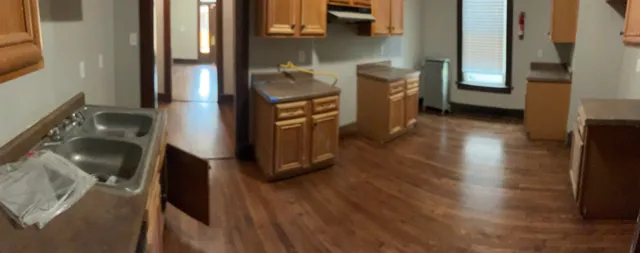 a bathroom with a shower and a bathtub