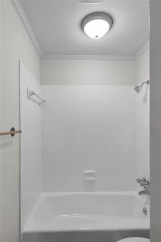 a bathroom with a shower and a toilet