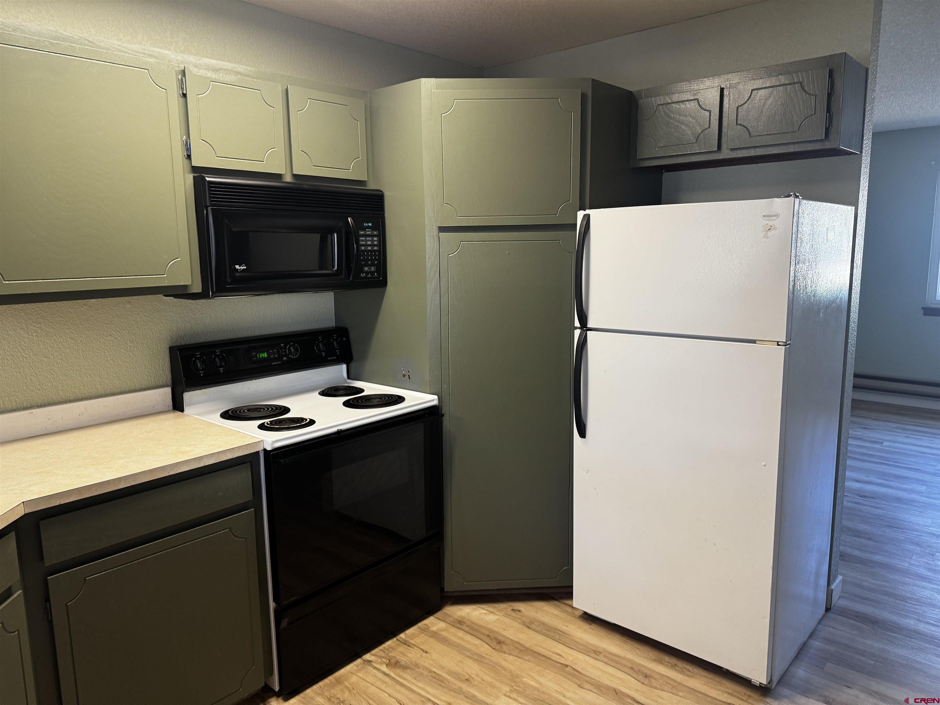 345 1/2 Northwest 4th Street Cedaredge, CO 81413 - Photo 11 of 28 a kitchen with a refrigerator and a stove