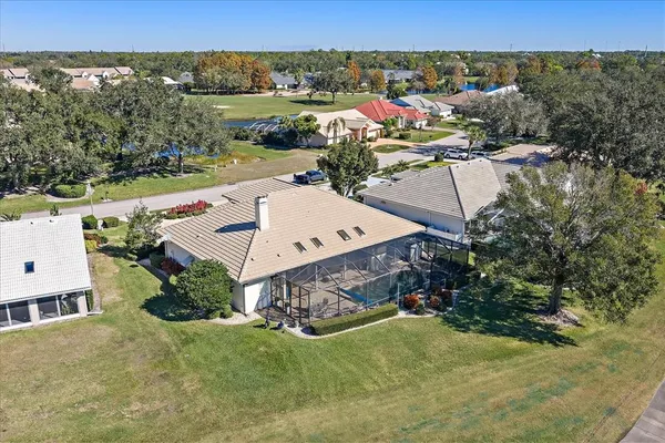 an aerial view of a house
