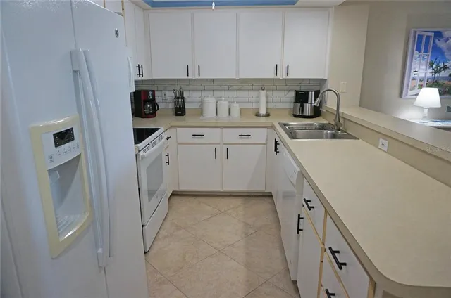 a kitchen with a sink a stove and refrigerator