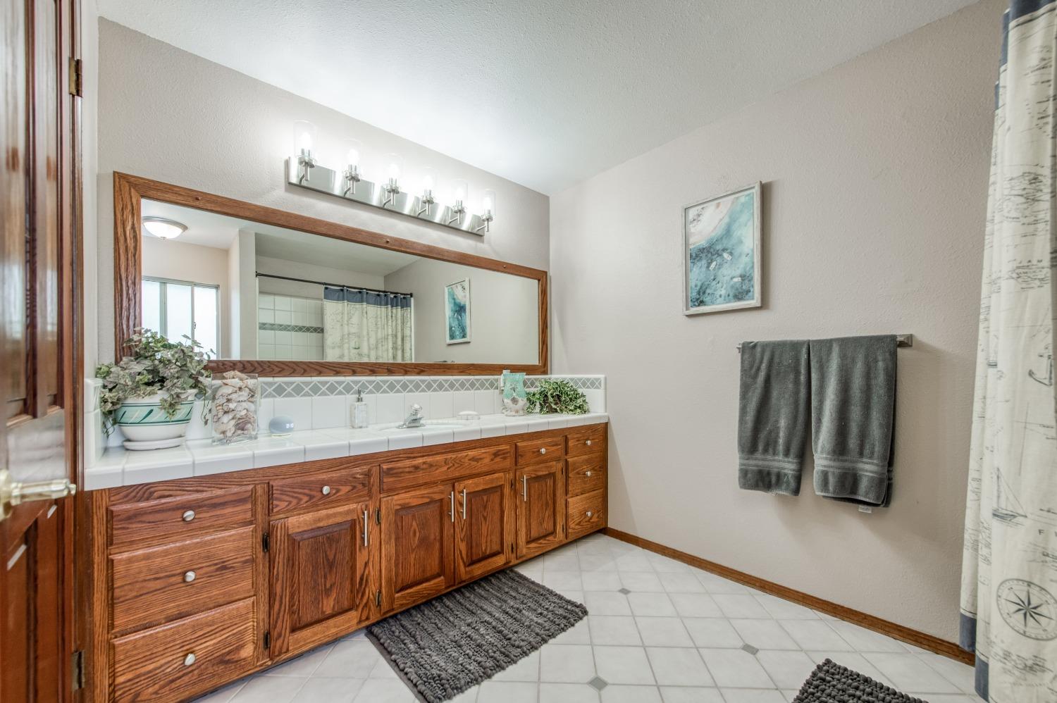19408 Farallon Road Madera, CA 93638 - Photo 34 of 62 a bathroom with a double vanity sink and a mirror