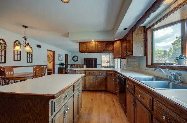 a view of a livingroom with wooden floor